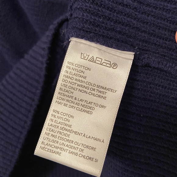 ANTHROPOLOGIE MOTH LIZA NAVY BLUE COTTON V-NECK WRAP SWEATER COASTAL GRANDMA - Picture 6 of 6